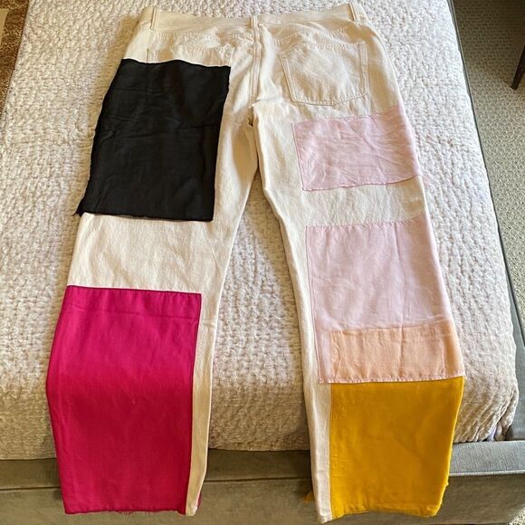 Helmut Lang Mens Patchwork Jeans - Pink, Black, Yellow, Ivory - Picture 2 of 7